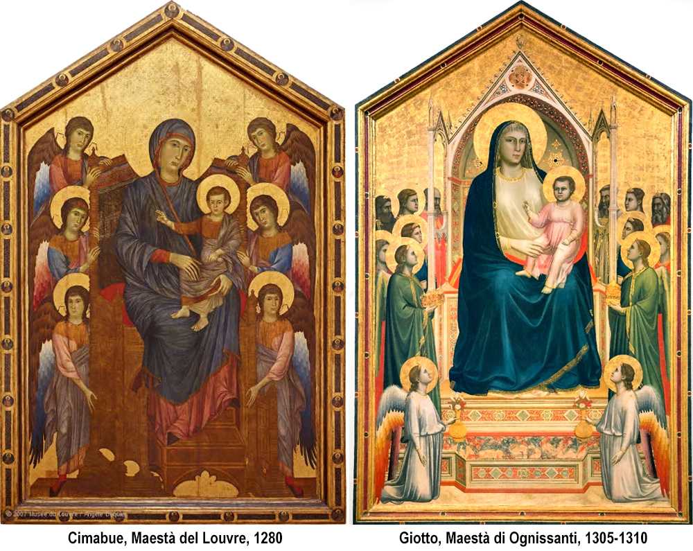 confronto tra Maestà di Cimabue e Giotto