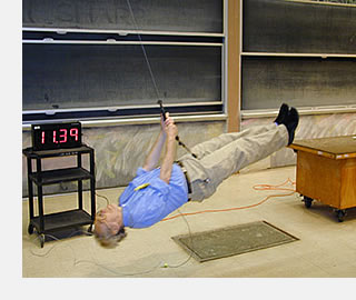 fotografia del professor Lewin durante un esperimento